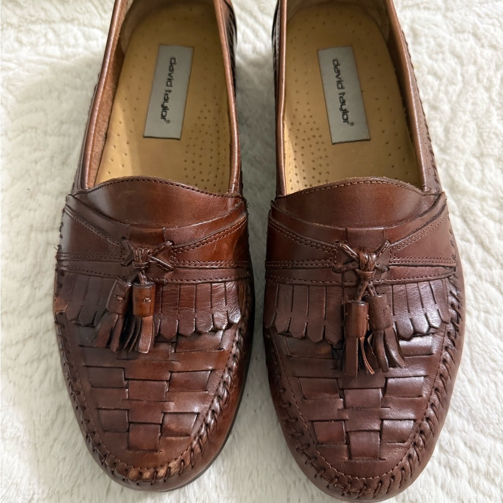 Men’s David Taylor Brown Leather Kennedy Loafers with  Tassel Size 11D S0145